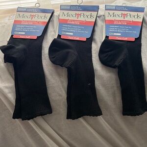 Womens Black Diabetes Socks - Medium turn cuff size 8-10